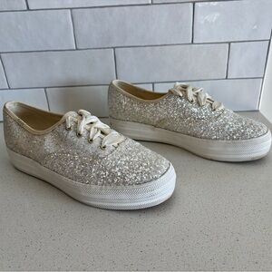 Keds x Kate Spade Sneakers Womens Size 7 Champion Glitter Bride Wedding Cream